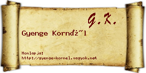 Gyenge Kornél névjegykártya
